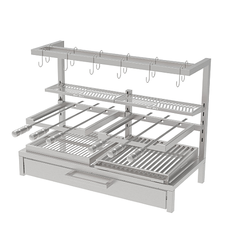 Churrasqueira Parrilla Premium Hotbox INOX 304 97x45cm – Alvenaria com Tendal