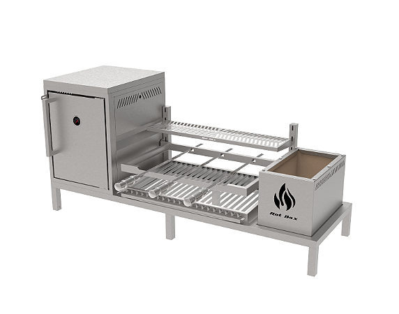 Churrasqueira Parrilla Residencial Premium Hotbox Com Forno em INOX 304 - Para Alvenaria 135 x 45cm