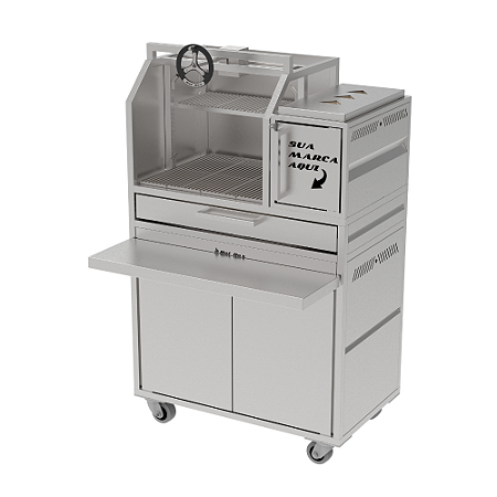 Parrilla Profissional Premium 80cm OU 100cm, 1 Volante e Carenada - INOX 304
