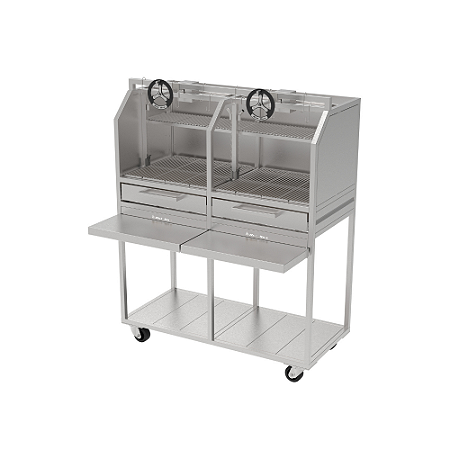 Churrasqueira Parrilla Profissional Premium de Carrinho Carenada - 130x60 - INOX 304