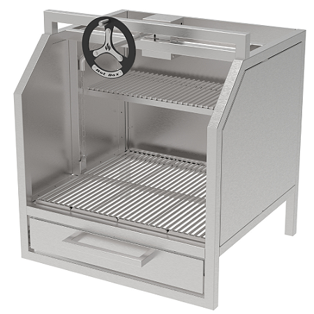 Churrasqueira Parrilla Profissional Carenada Alvenaria com Porta - 67x60 - INOX 304
