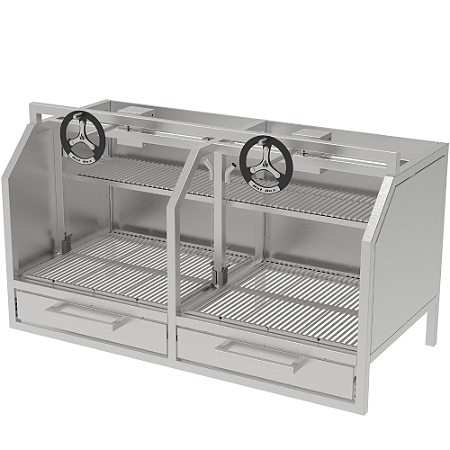 Churrasqueira Parrilla Profissional Carenada Alvenaria com Porta - 130x60 - INOX 304