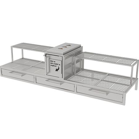 Churrasqueira Parrilla Profissional de Alvenaria Premium 215x60cm - INOX 304 -