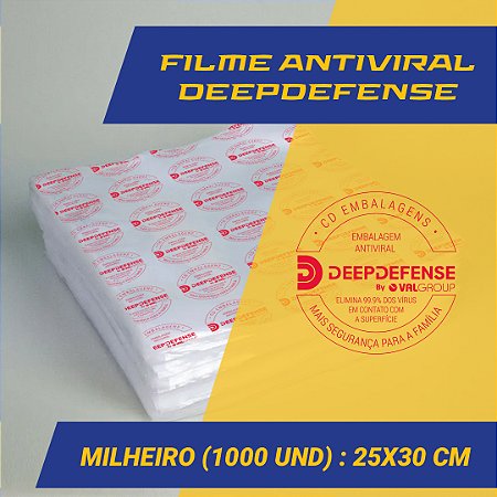 Embalagem Saco a Vácuo  25 x 30 cm - Antiviral DeepDefense- Milheiro (1.000 unidades)