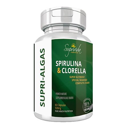 SUPRI-ALGAS (Spirulina e Clorella) 60 Cápsulas 500mg