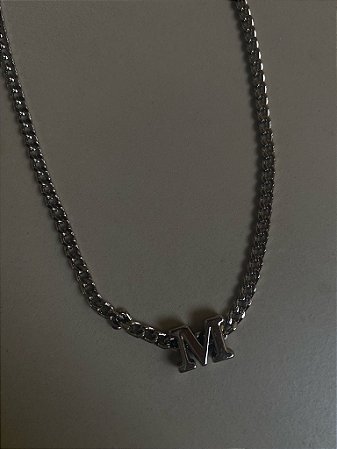 Choker Inicial Única Prata