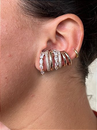 Earcuff Zigzag com Zircônias