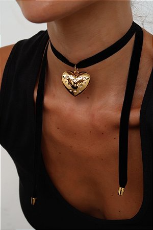 Choker Veludo Coração Astros