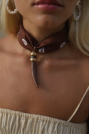 Choker Bandana Marrom Dente