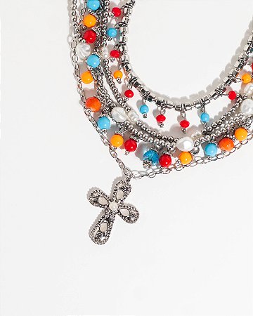 Colar Múltiplo Pérola e Contas