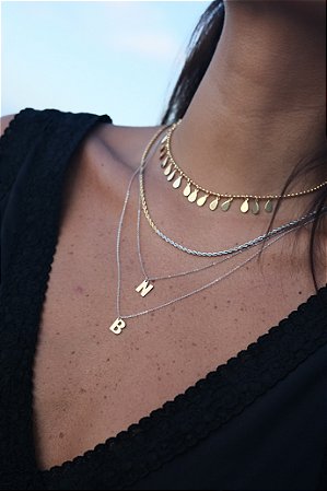 Colar Letra Slim Bicolor