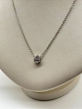 Colar Gota Ródio Branco