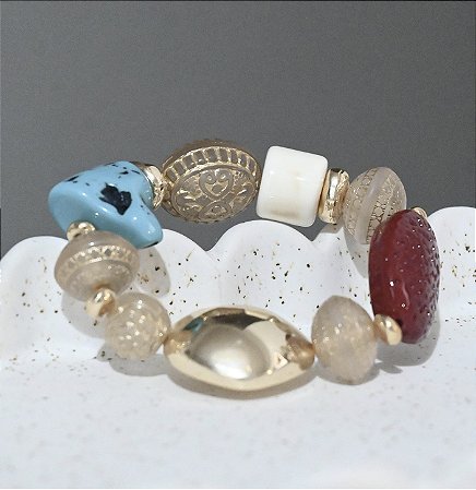 Bracelete Boho Turquesa + Bordeaux