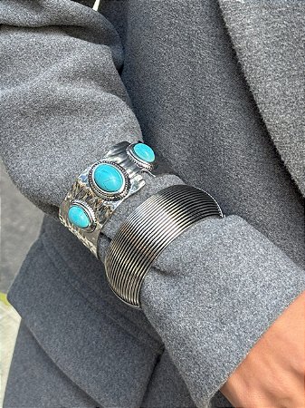 Bracelete Prata com Turquesa