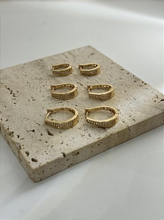 Trio Argola Gold Zircônia