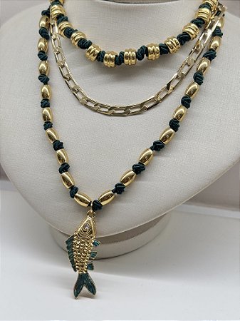 Colar Entremeios Cubo Verde