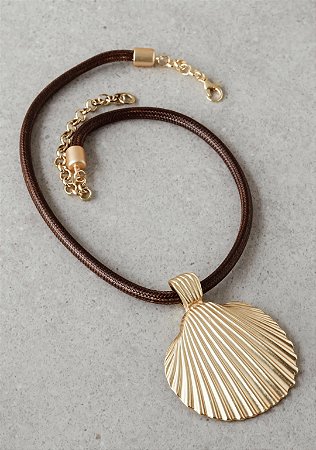 Colar Concha com Couro
