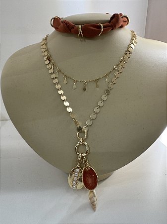 Colar Búzios Coral Longo