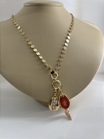 Colar Búzios Coral Longo