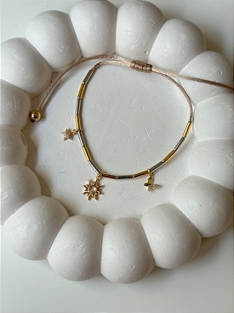 Pulseira Bicolor Canutilho Pingentes
