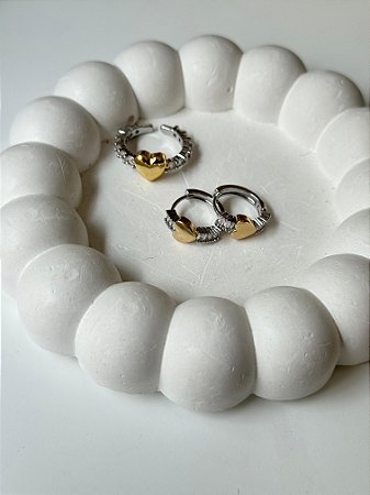 Argolinha Coração Bicolor