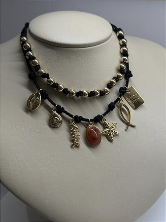 Compre Junto: Choker Trama Bolas + Colar Sorte Preto