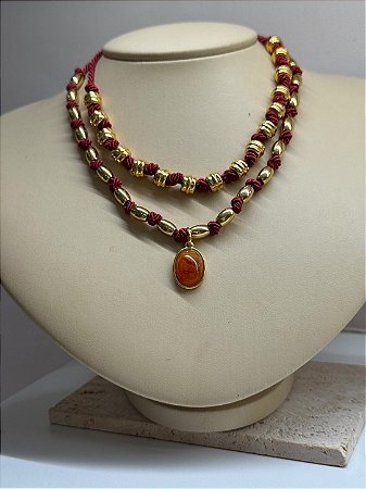 Compre Junto: Choker Trama Bordeaux + Colar Entremeio