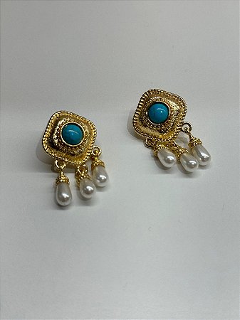 Brinco Turquesa Pérola