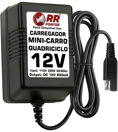 Fonte Carregador DC 12V 800mA Para MIni-Moto Mini-Carro Infantil