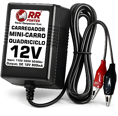 Fonte Carregador DC 12V 800mA Para MIni-Moto Mini-Carro Infantil De Garra
