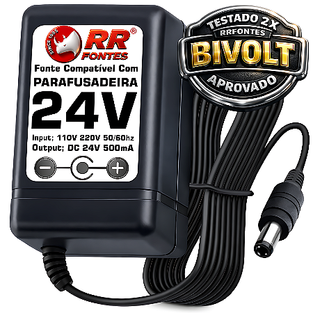 Carregador Fonte DC 24v Para Parafusadeira Bateria De 24v