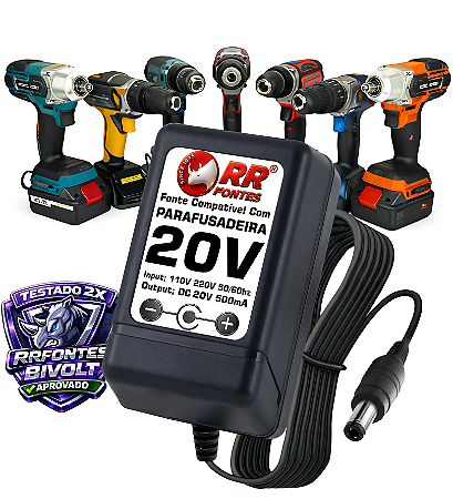 Carregador Fonte DC 20v Para Parafusadeira Hammer Pli-200