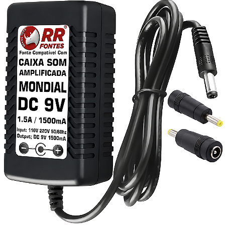 Carregador Fonte DC 9V Para Caixa Mondial