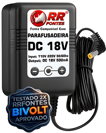 Carregador Fonte DC 18v Para Parafusadeira Master Home Panny Hongda