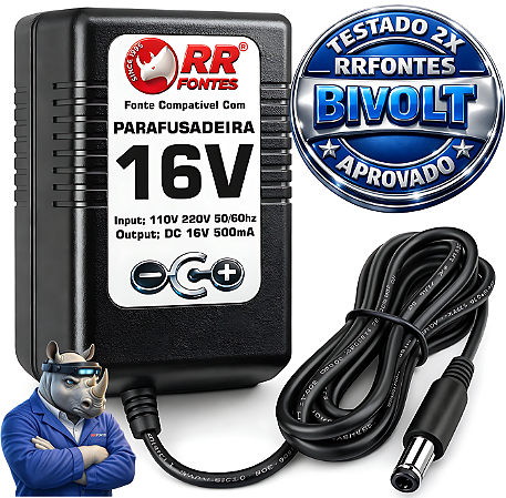 Carregador Fonte DC 16v Para Parafusadeira Deko