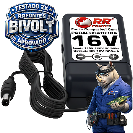Carregador Fonte DC 16v Para Parafusadeira Schulz