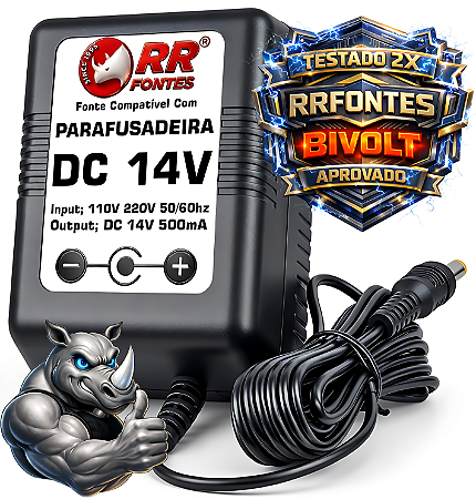 Carregador Fonte DC 14V Para Parafusadeira Bateria De 14v E 14,4v