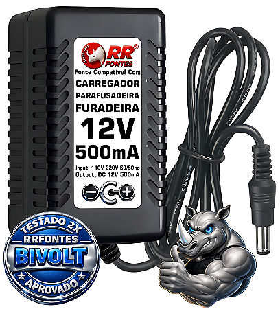 Carregador Fonte DC 12V Para Parafusadeira Multilaser e Famastil
