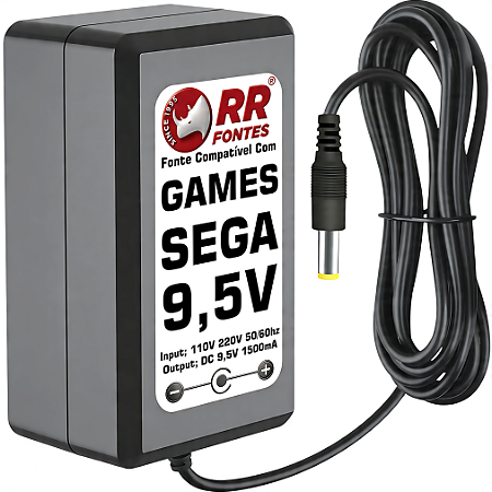 Fonte DC 9,5V Para Video Game Console Sega CDX, Multi-Mega