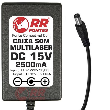 Carregador Fonte Dc 15v Para Caixa Amplificada Multilaser