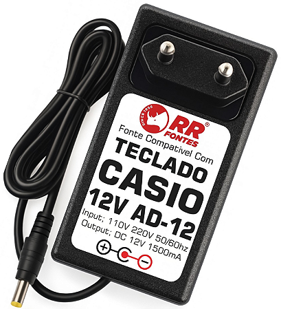 Fonte DC 12V 1.5A Para Teclado Piano Casio AD-12