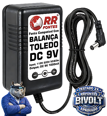 Fonte DC 9V Para Balança Toledo