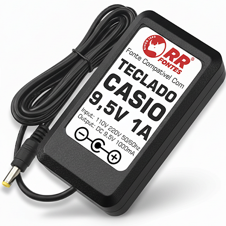 Fonte DC 9,5V Para Teclado Casio