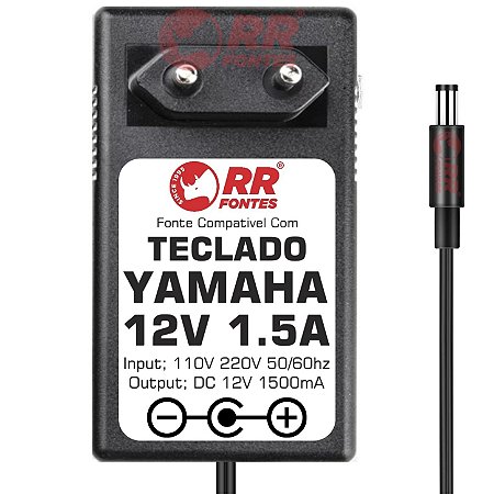 Fonte DC 12V 1.5A Para Baterias Eletronicas, Teclados e Sintetisadores Yamaha