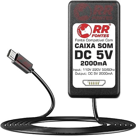 Fonte Carregador 5V 2A Para Caixa Amplificada Lenoxx Micro USB