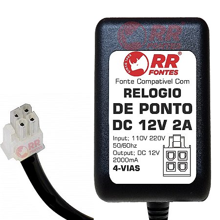 Fonte DC 12v 4 Vias Relogio De Ponto Madis Rodbel E Md Rep