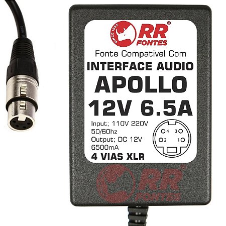 Fonte 12V 6.5A 4 Vias Para Interface De Audio Apollo