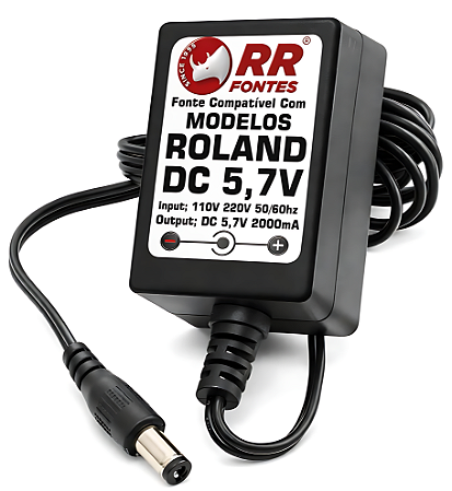 Fonte DC 5,7V 2A Para Roland Teclado Amplificador Sintetizadores Sampler Interfaces, Mesas