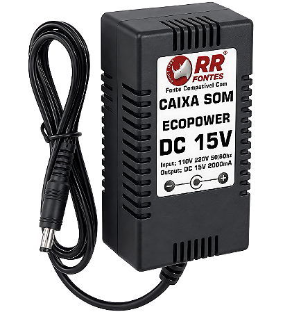 Carregador Fonte DC 15V Para Caixa Ecopower