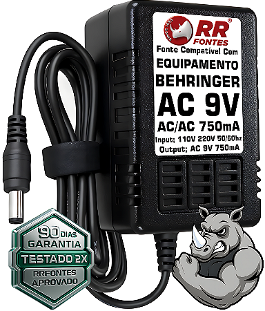 Fonte AC 9v Para Mixer e Processador Compacto Behringer